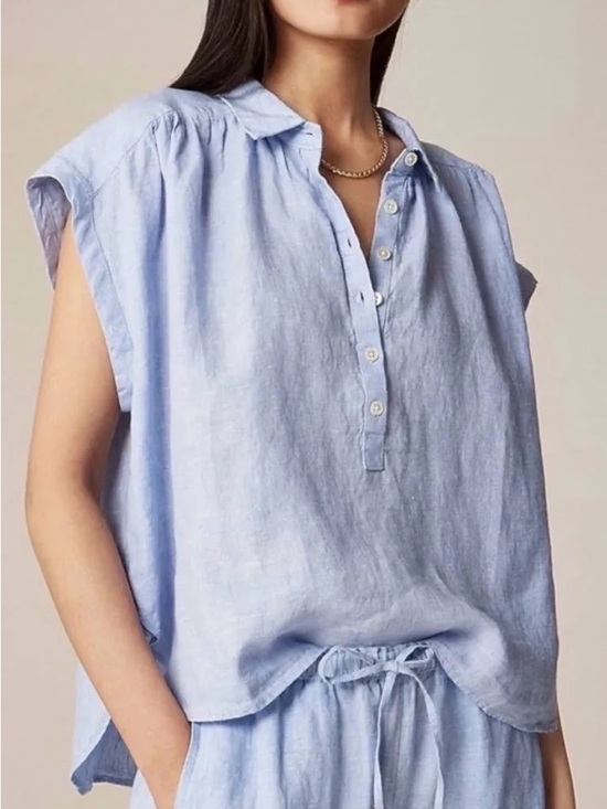 J. Crew Tops - J.Crew Baird McNutt Irish Linen Capitaine Shirt in French Blue